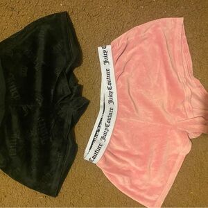 Juicy Couture Velour Shorts in Black and Pink